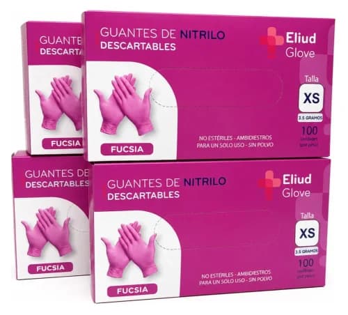 Guantes De Nitrilo Eliud Fucsia Caja X 100 Und